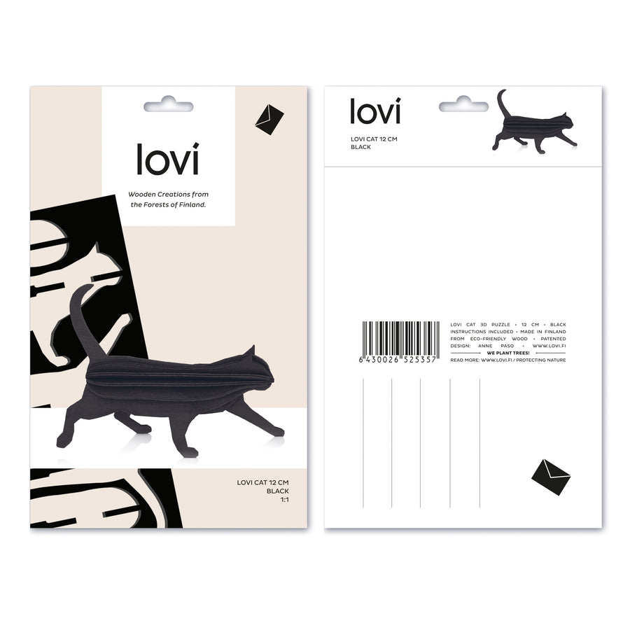 Lovi - Medium Cat, Black (12cm)