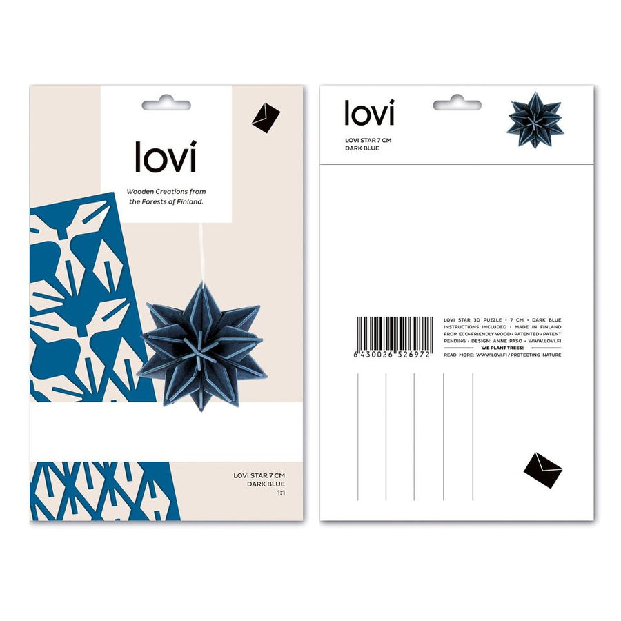 M Star Ornament, Navy (7cm)