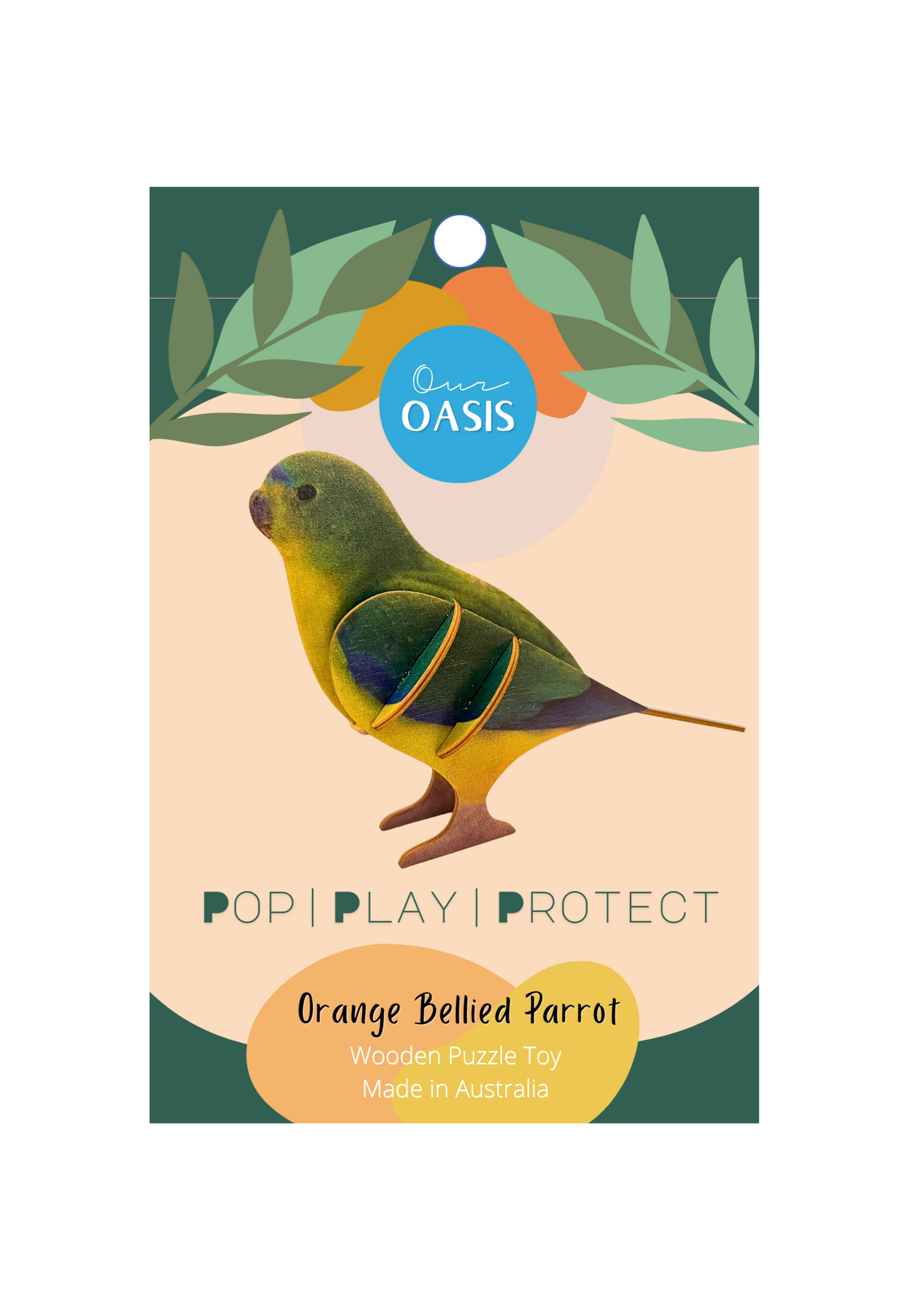 Our Oasis - Orange Bellied Parrot Wooden 3D Toy
