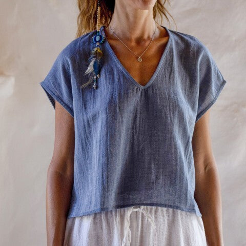 Loom.ist Sile V Neck Top - Marine