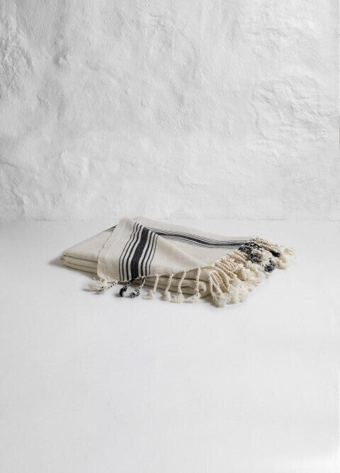 Loom.ist Natural Turkish Towel - Natural/Bold Black Stripe in Middle