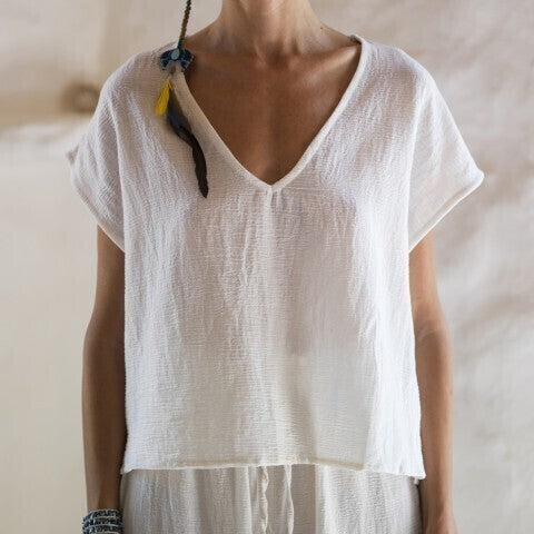 Loom.ist Sile V Neck Top - Off White