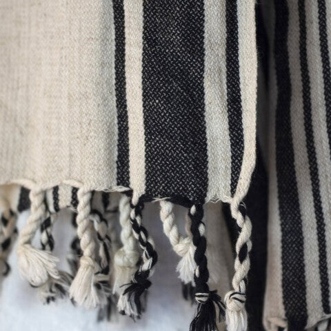 Loom.ist Striped Linen Turkish Towel - Natural/Black Stripe