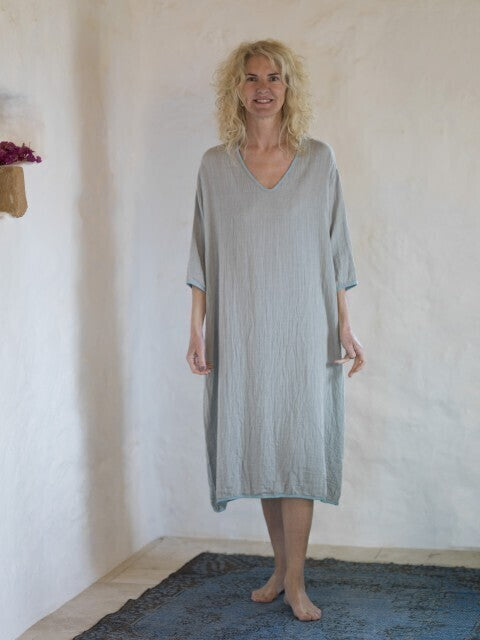 Loom.ist Muslin Long Dress - Grey-Turquoise