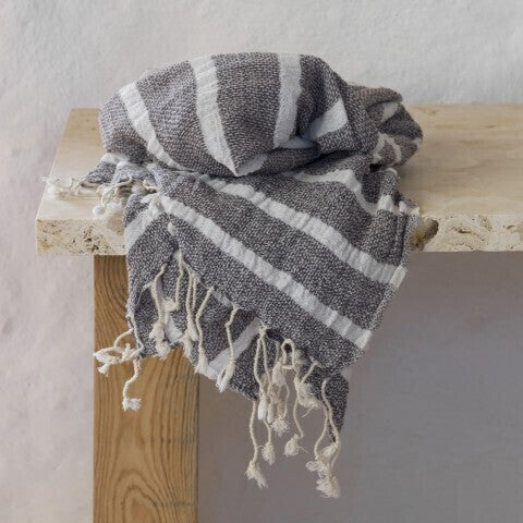 Loom.ist Gauze Cotton Striped Turkish Towel - Grey