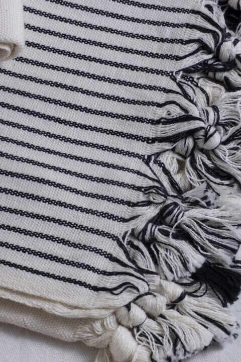 Loom.ist Natural Turkish Towel - Natural/Slim Black Stripe on Edge