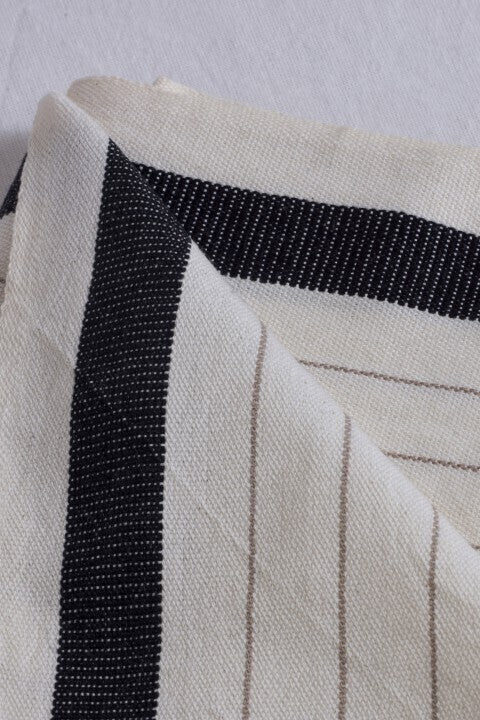 Loom.ist Natural Hand Towel - Natural/Bold Black Stripe on Edge