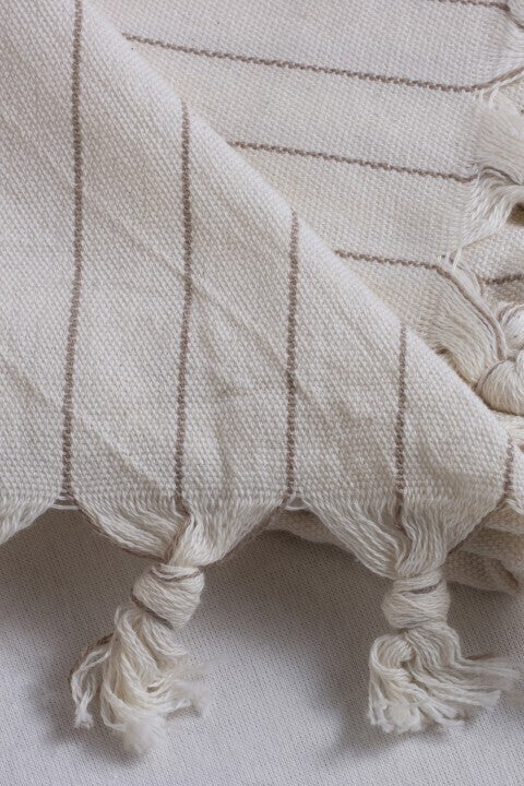 Loom.ist Natural Turkish Towel - Natural/Bold Black Stripe on Edge