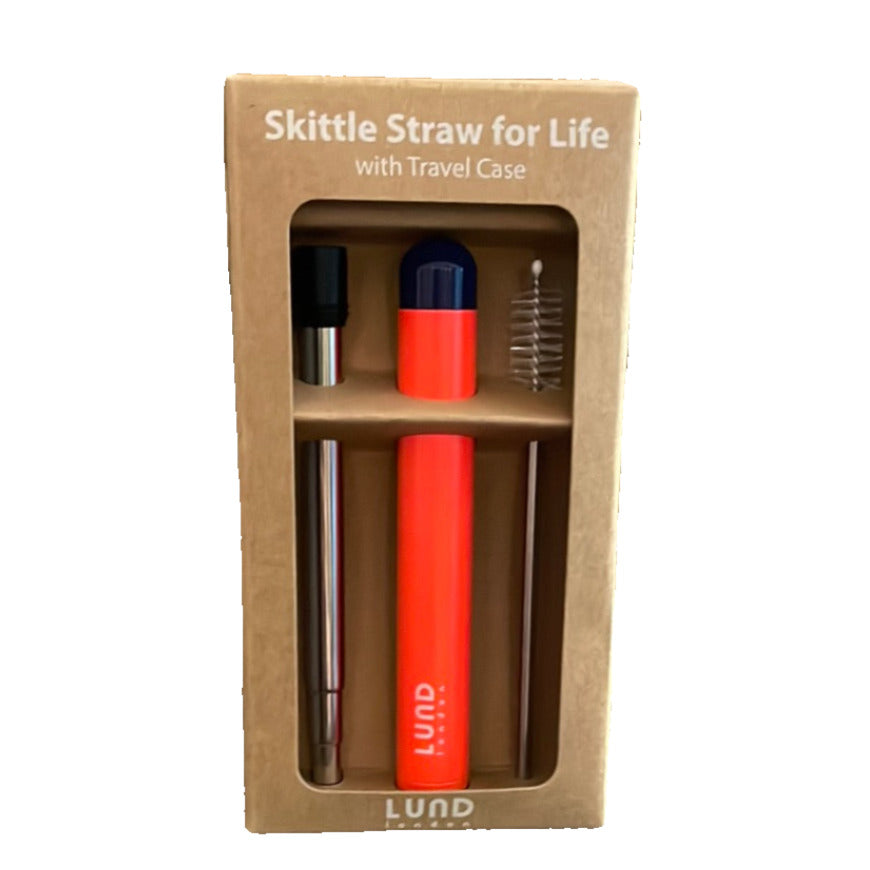 Lund London Stainless Steel Reusable Travel Straw - Bright Orange