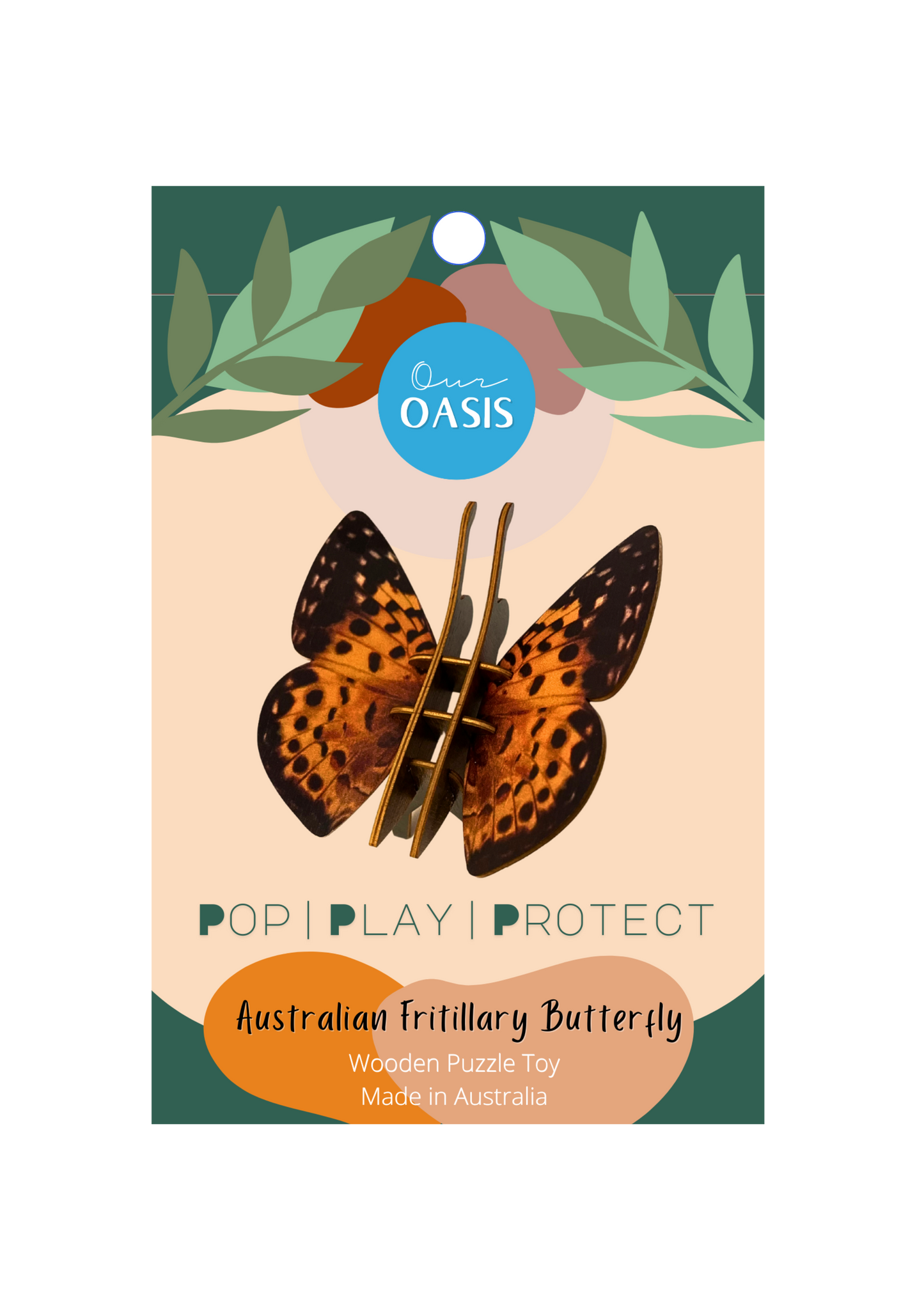 Our Oasis - Australian Fritillary Butterfly Wooden 3D Toy