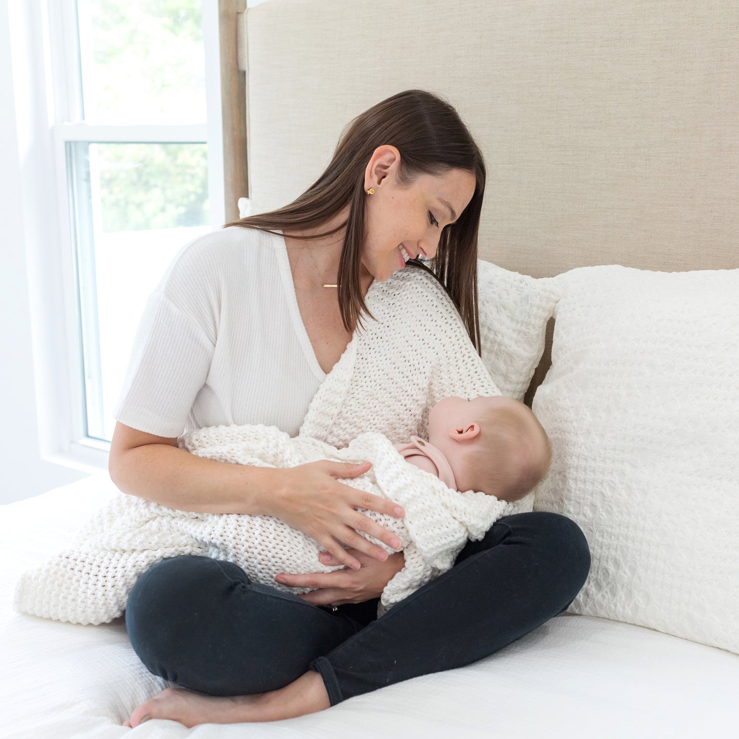 Zestt - Organic Cotton Baby Blanket & Hat Gift Set - White