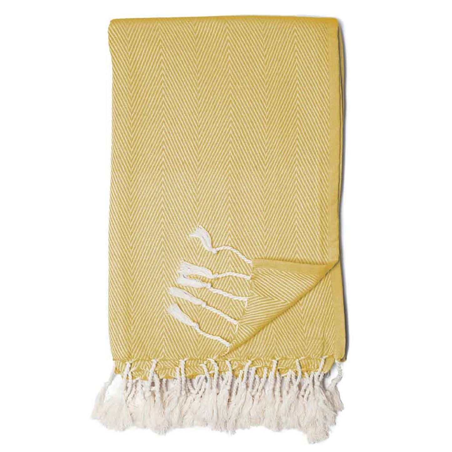 Zestt - Organic Cotton Herringbone Throw Blanket - Citron