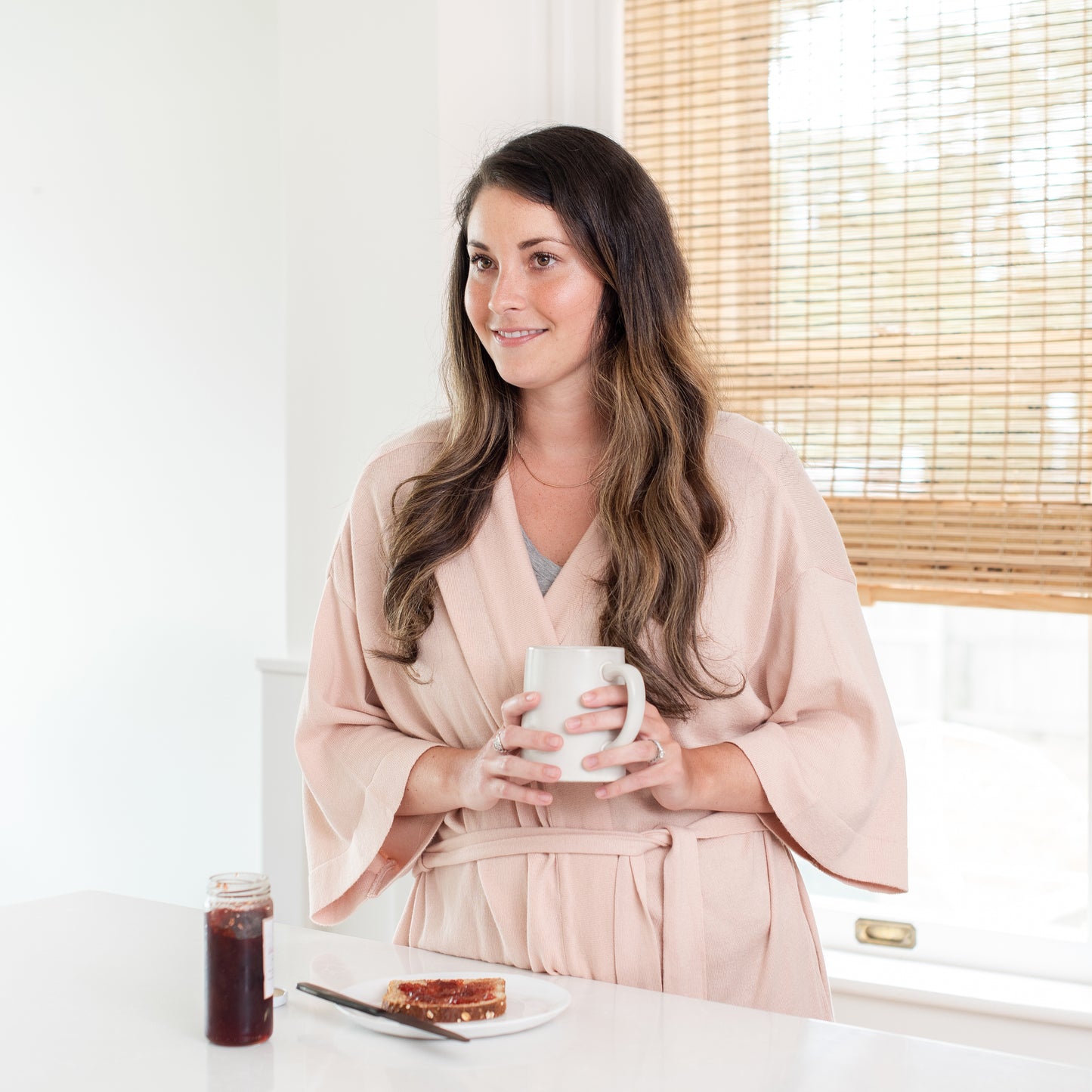 Zestt - Organic Cotton Lounge Robe - Blush