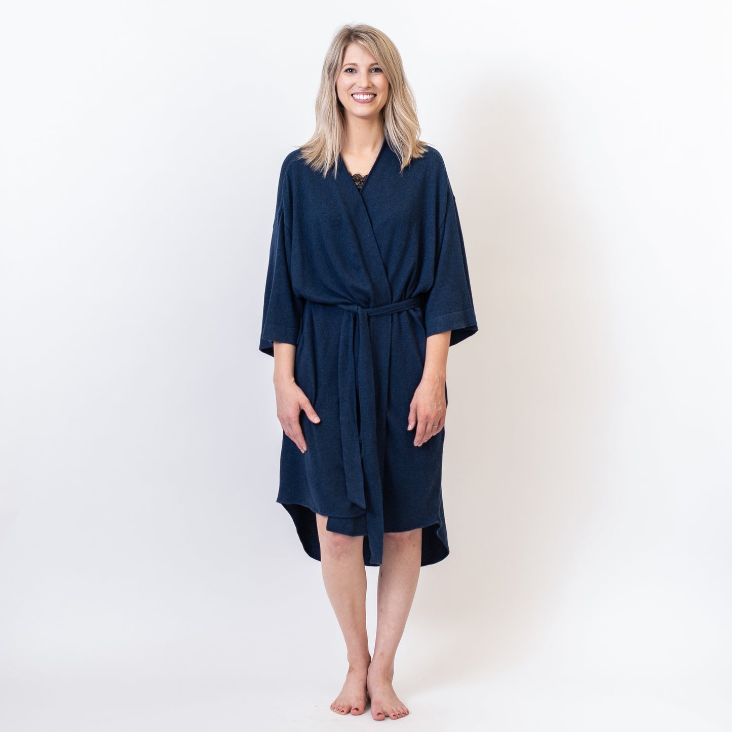 Zestt - Organic Cotton Lounge Robe - Navy