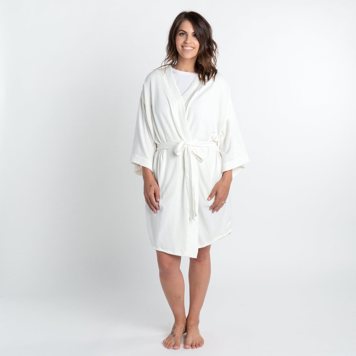 Zestt - Organic Cotton Lounge Robe - Soft White