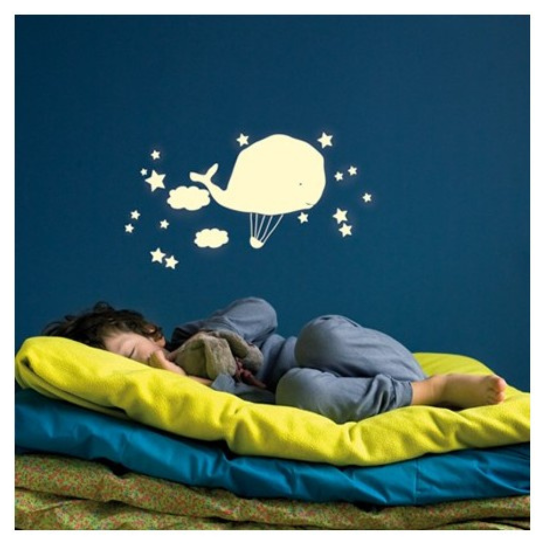 MIMI'lou - Whale Hot Air Balloon - Glow in the Dark Wall Decal