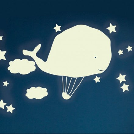 MIMI'lou - Whale Hot Air Balloon - Glow in the Dark Wall Decal