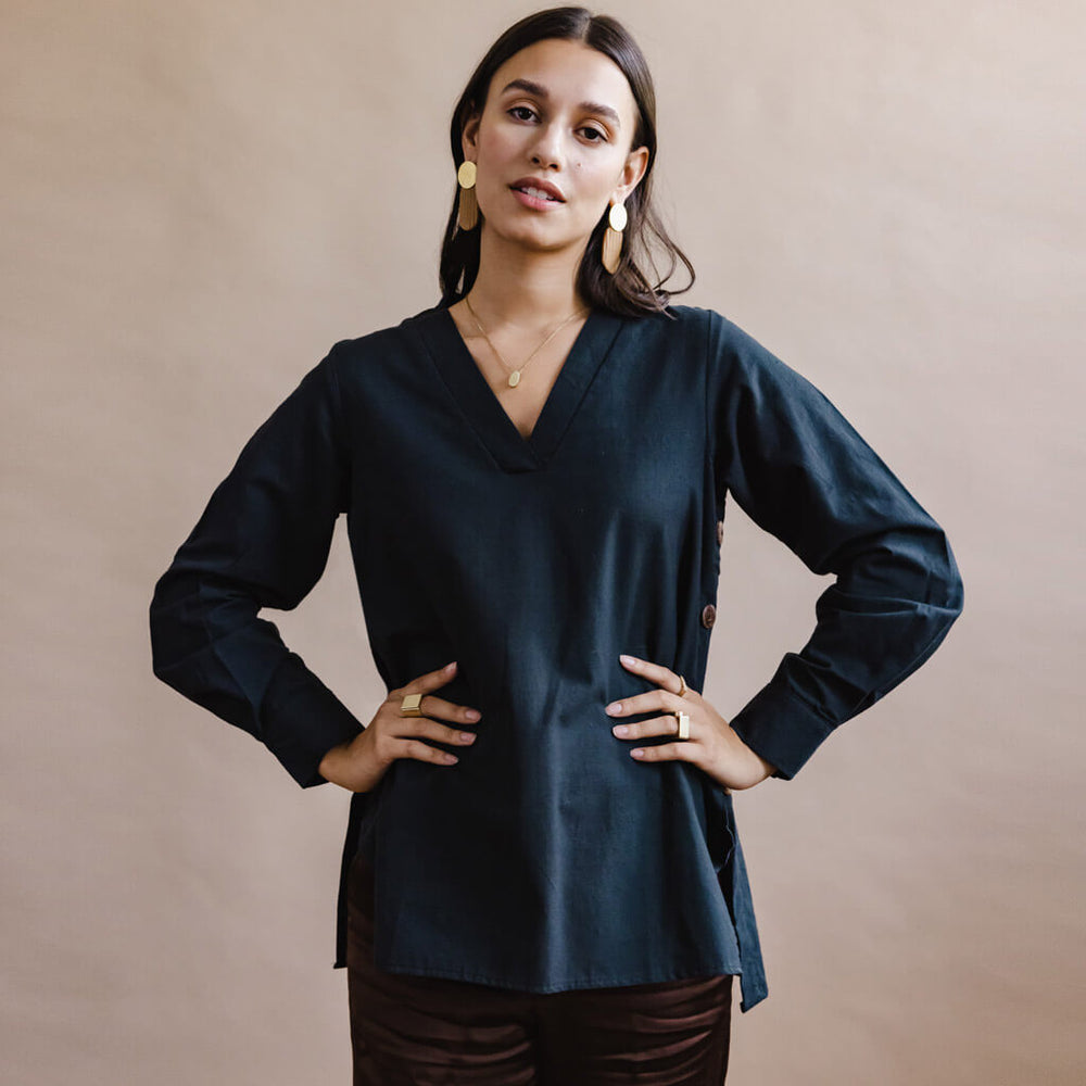 Mulxiply - The Button Tunic - Black