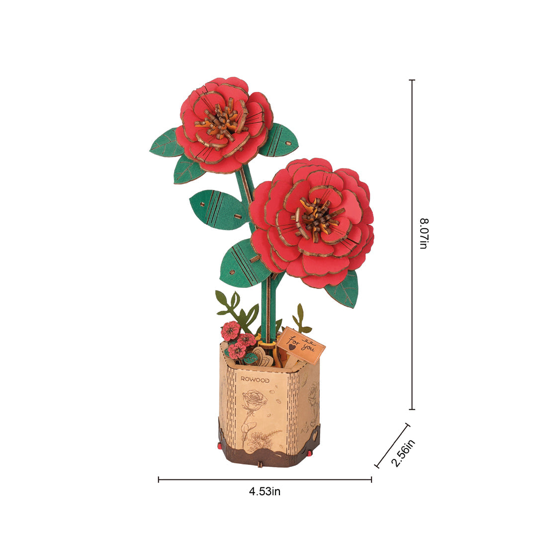 Hands Craft 3D Wooden Flower Puzzle: Red Camellia