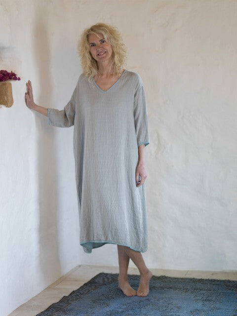 Loom.ist Muslin Long Dress - Grey-Turquoise