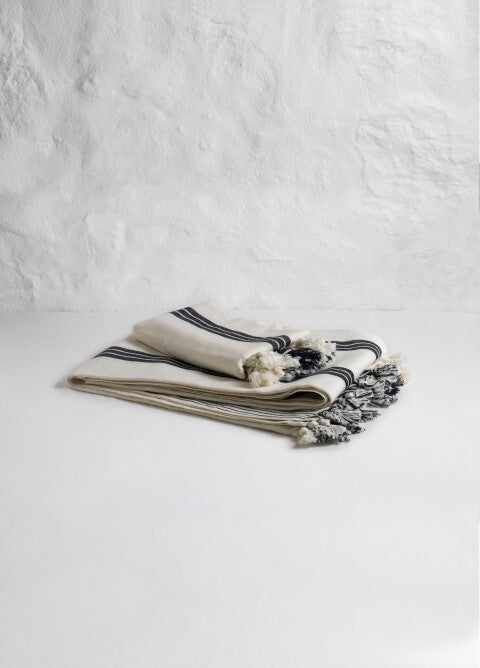 Loom.ist Natural Turkish Towel - Natural/Slim Black Stripe on Edge