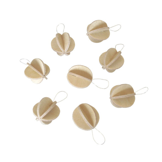 Lovi 8 Mini Baubles, Natural (1.7cm)